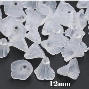 Frosted White Acrylic Flower Beads 12mm  for Angel Projects and More!  25 Beads